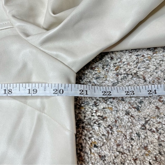 7 For All Mankind Beige Faux Leather Button Up Long Jacket Trench Coat Large - Picture 9 of 11